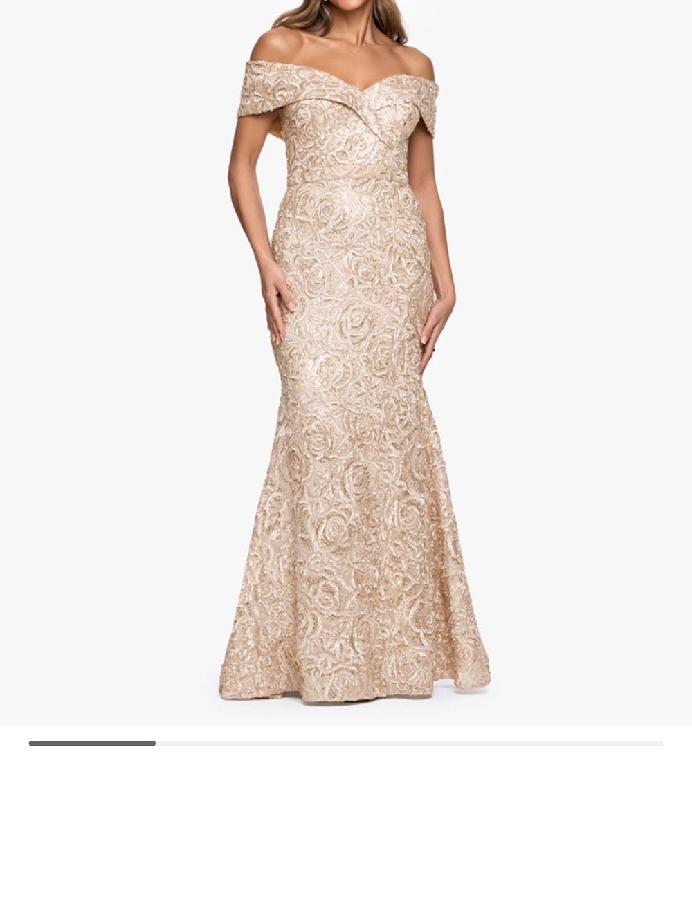 Off-Shoulder Evening Gown in Champagne